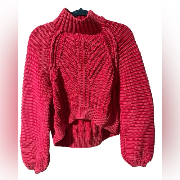 Free People sweetheart balloon sleeve sweater pink women’s small - Picture 4 of 6